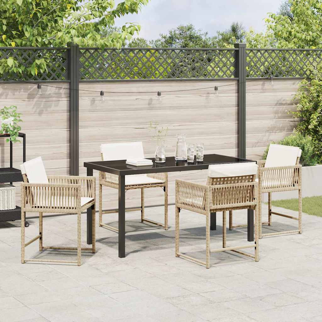 vidaXL Tuin Eetset 5 pcs Beige poly rattan