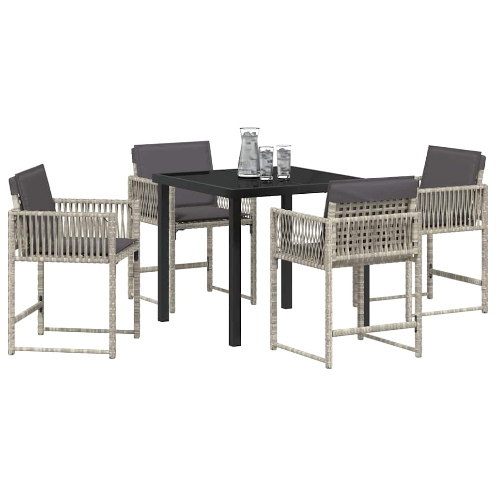 vidaXL Tuin Eetset 5 pcs Lichtgrijs poly rattan