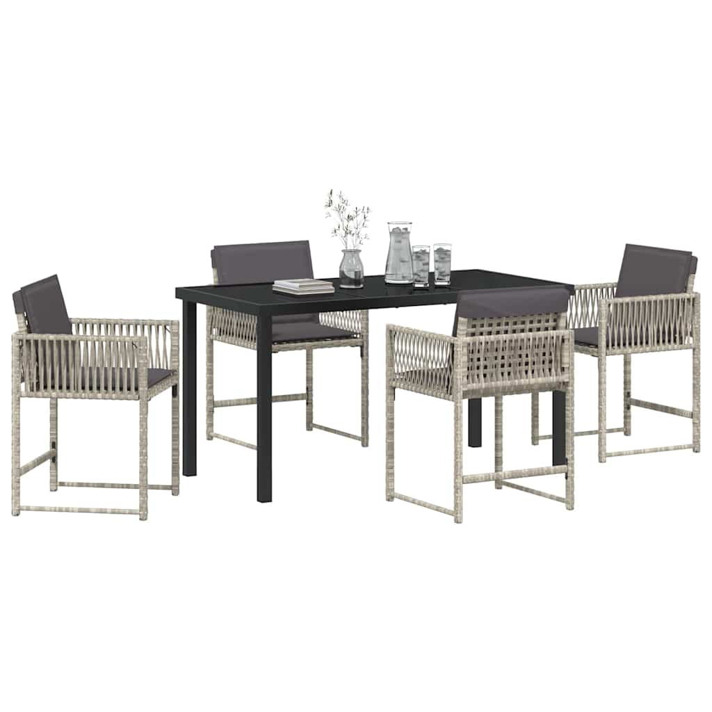 vidaXL Tuin Eetset 5 pcs Lichtgrijs poly rattan