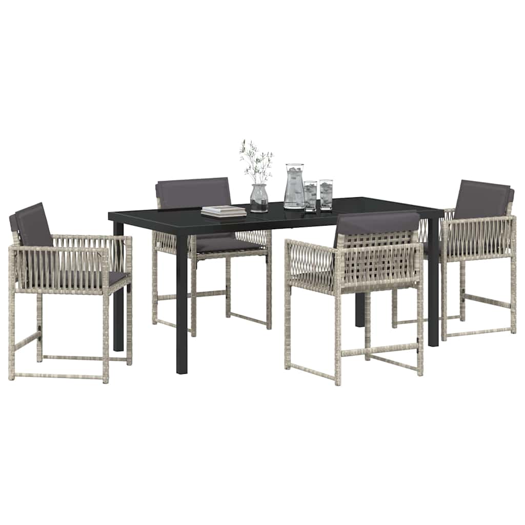 vidaXL Tuin Eetset 5 pcs Lichtgrijs poly rattan
