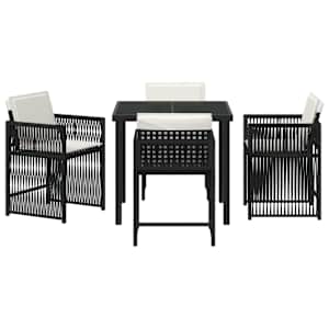 Zahradní jídelní souprava 5 pcs Černá polyratan - obrázek 7