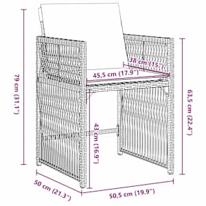 Zahradní jídelní souprava 5 pcs Černá polyratan - obrázek 10