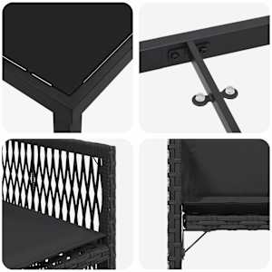 Zahradní jídelní souprava 5 pcs Černá polyratan - obrázek 9