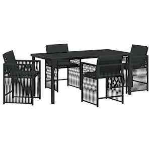 Zahradní jídelní souprava 5 pcs Černá polyratan - obrázek 2