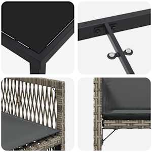 Zahradní jídelní souprava 5 pcs Šedá polyratan - obrázek 9