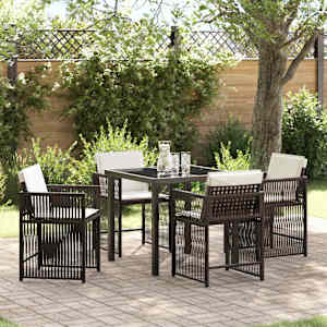 Komplet za jedilnico v vrtu 5 pcs Rjava poli ratan