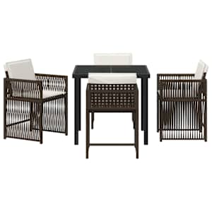 Zahradní jídelní souprava 5 pcs Hnědá polyratan - obrázek 7