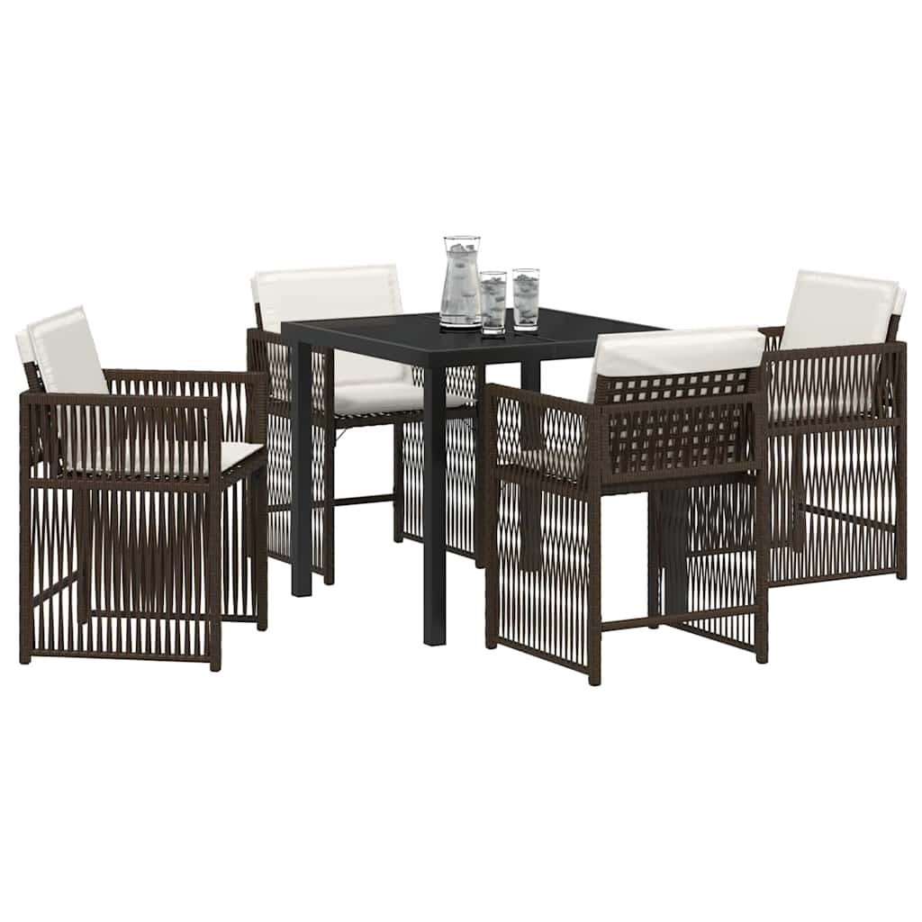 vidaXL Tuin Eetset 5 pcs Bruin poly rattan