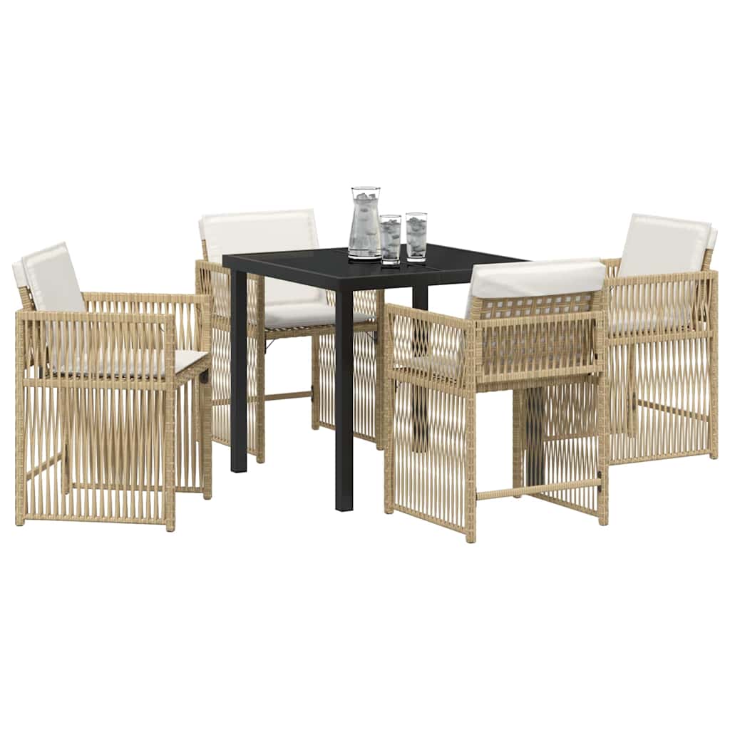 vidaXL Tuin Eetset 5 pcs Beige poly rattan