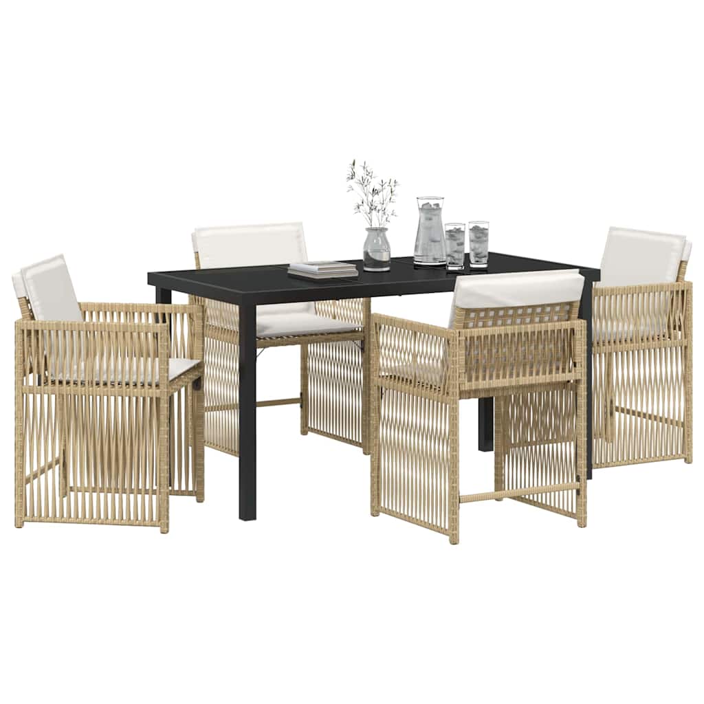 vidaXL Tuin Eetset 5 pcs Beige poly rattan