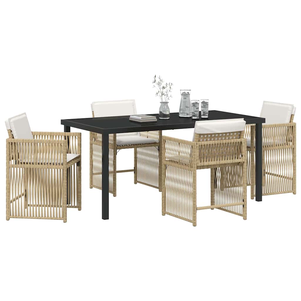 vidaXL Tuin Eetset 5 pcs Beige poly rattan