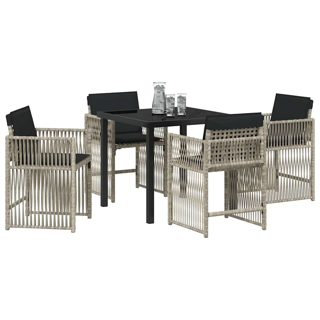 vidaXL Tuin Eetset 5 pcs Lichtgrijs poly rattan
