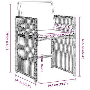 Zahradní jídelní souprava 5 pcs Světle šedá polyratan - obrázek 10