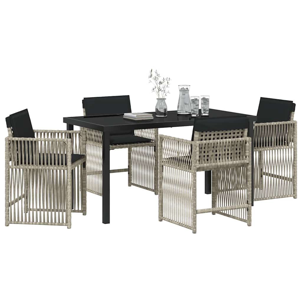 vidaXL Tuin Eetset 5 pcs Lichtgrijs poly rattan