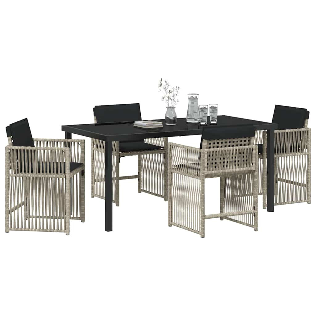 vidaXL Tuin Eetset 5 pcs Lichtgrijs poly rattan