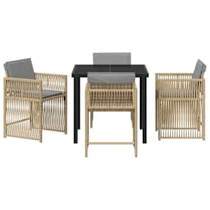 Zahradní jídelní souprava 5 pcs Béžová polyratan - obrázek 7