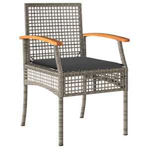 Zahradní jídelní souprava s polštářem 5 pcs Šedá a černá Ratan - obrázek 5