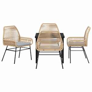 Zahradní jídelní souprava s polštářem 5 pcs Hnědá polyratan - obrázek 7