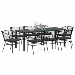 Zahradní jídelní souprava 9 pcs Černá polyratan - obrázek 3
