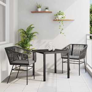 Komplet za jedilnico v vrtu 3 pcs Črna Prašno lakirano jeklo