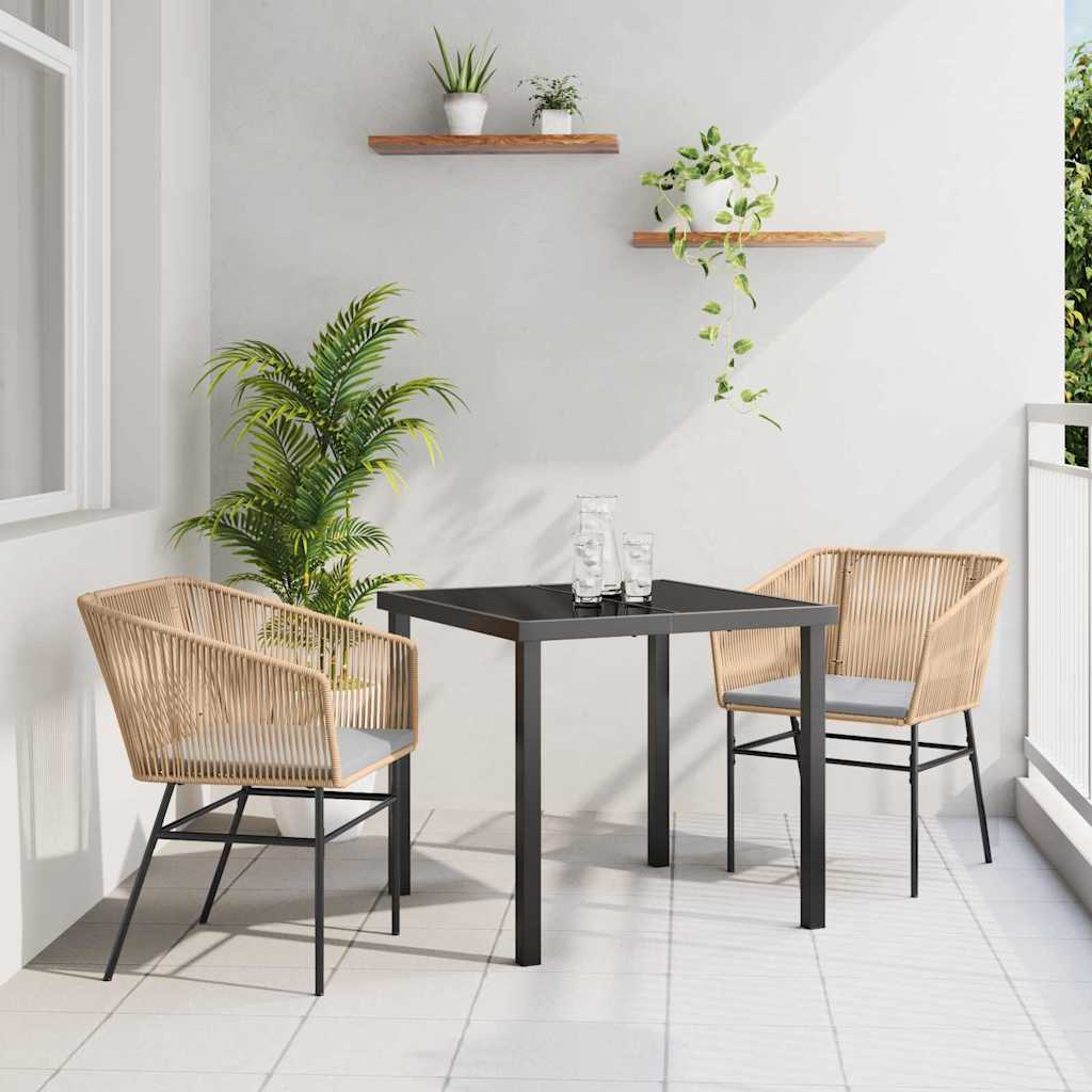 Sæt med 2 Brun Poly rattan, pulverlakeret stål Medium