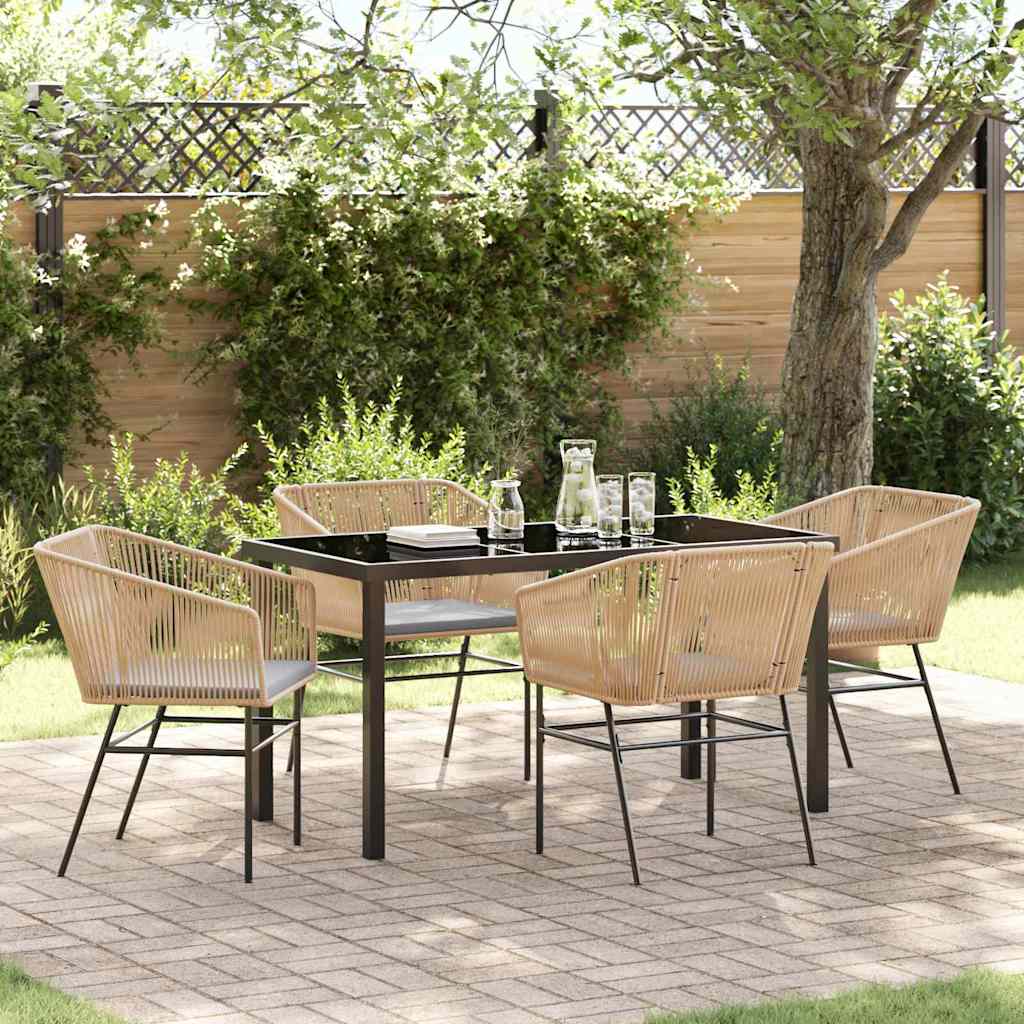 Sæt af 3 Brun og lys grå PE rattan Siddestørrelse: 49 x 47,5 cm
