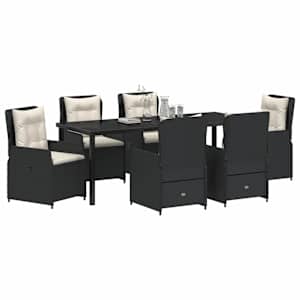 Zahradní jídelní souprava 7 pcs Černá polyratan - obrázek 3