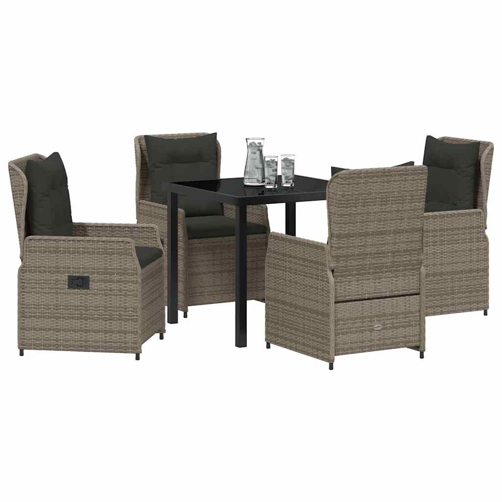 vidaXL Tuin Eetset 5 pcs Grijs poly rattan