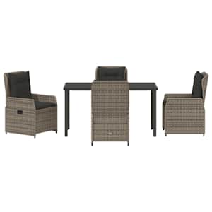 Zahradní jídelní souprava 5 pcs Šedá polyratan - obrázek 7