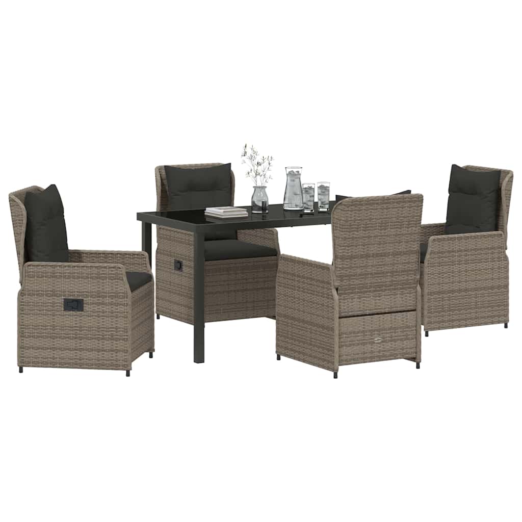vidaXL Tuin Eetset 5 pcs Grijs poly rattan