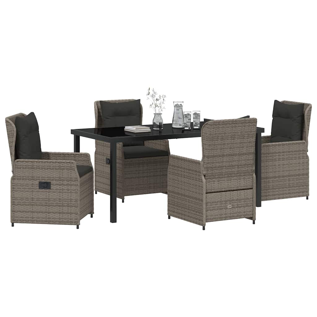 vidaXL Tuin Eetset 5 pcs Grijs poly rattan