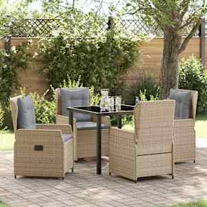 Komplet za jedilnico v vrtu 5 pcs Bež in svetlo siva poli ratan