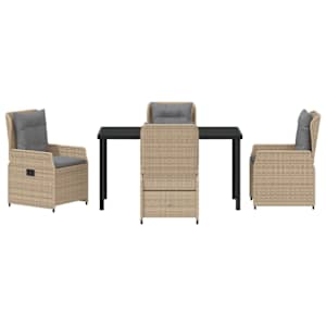 Zahradní jídelní souprava 5 pcs Béžová a Světle šedá polyratan - obrázek 7
