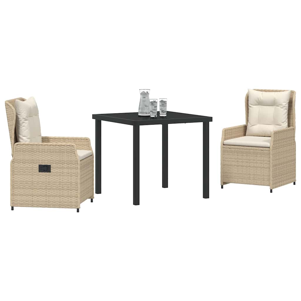 vidaXL Tuin Eetset 3 pcs Beige poly rattan
