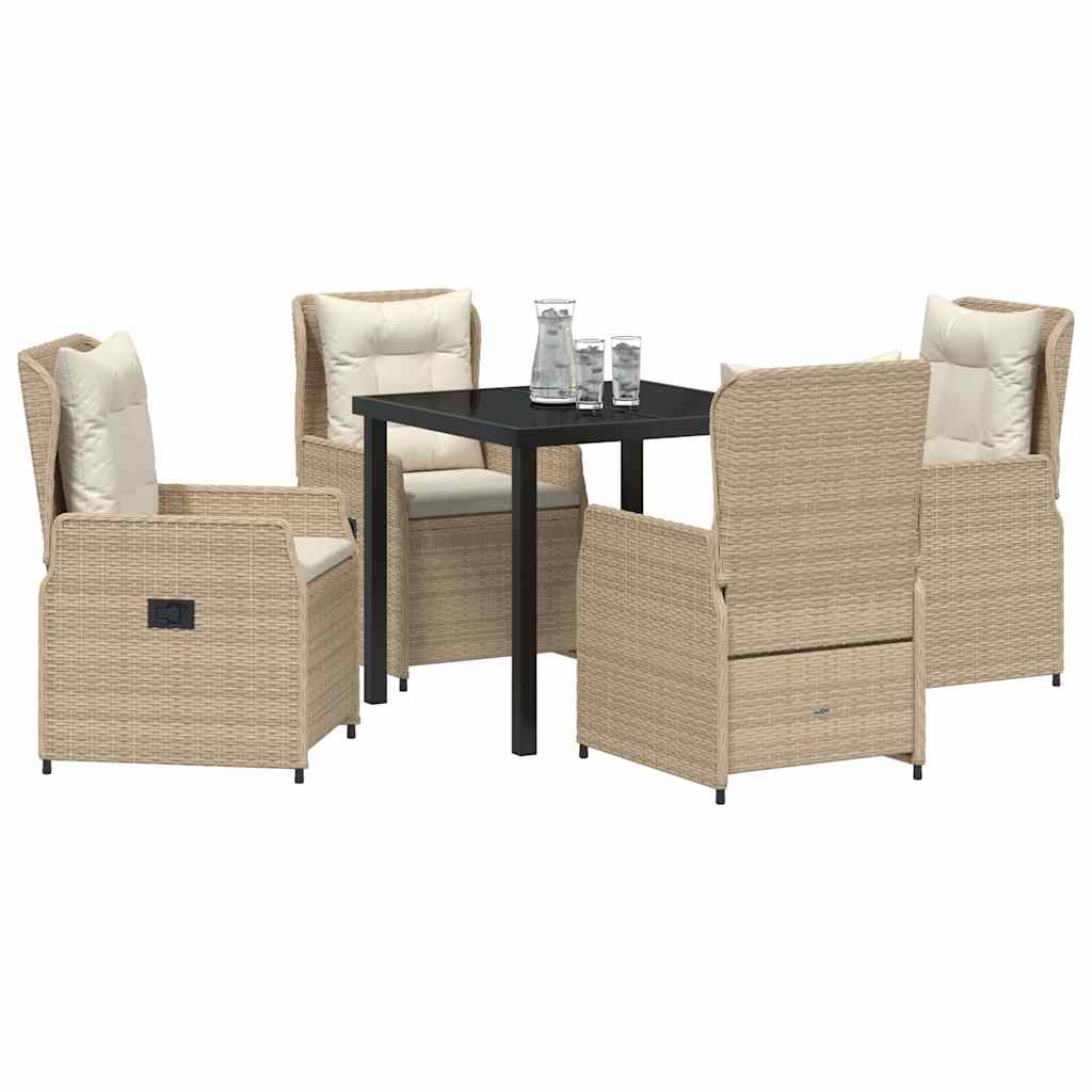vidaXL Tuin Eetset 5 pcs Beige poly rattan