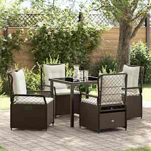 Komplet za jedilnico v vrtu 5 pcs Rjava poli ratan