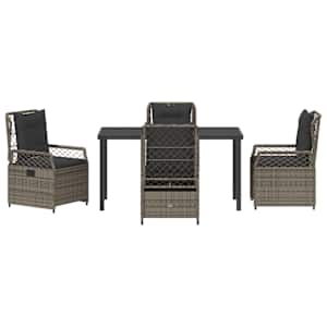 Zahradní jídelní souprava 5 pcs Šedá polyratan - obrázek 7