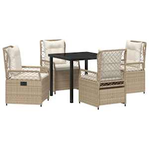 Zahradní jídelní souprava 5 pcs Beige a krémová bílá polyratan - obrázek 2