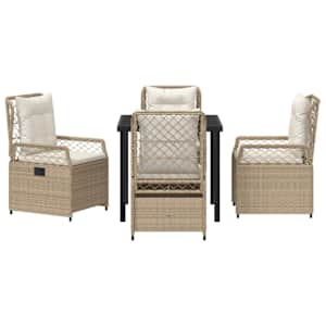 Zahradní jídelní souprava 5 pcs Beige a krémová bílá polyratan - obrázek 7