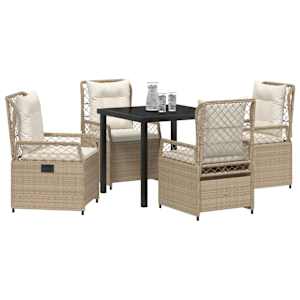 Zahradní jídelní souprava 5 pcs Beige a krémová bílá polyratan - obrázek 3