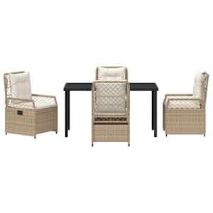 Zahradní jídelní souprava 5 pcs Beige a krémová bílá polyratan - obrázek 7
