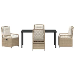 Zahradní jídelní souprava 5 pcs Beige a krémová bílá polyratan - obrázek 7