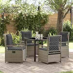 Komplet za jedilnico v vrtu 5 pcs Svetlo siva poli ratan