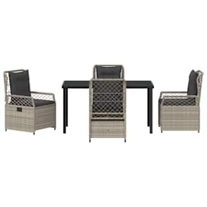 Zahradní jídelní souprava 5 pcs Světle šedá polyratan - obrázek 7