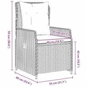 Zahradní jídelní souprava 7 pcs Hnědá Poly ratan - obrázek 10