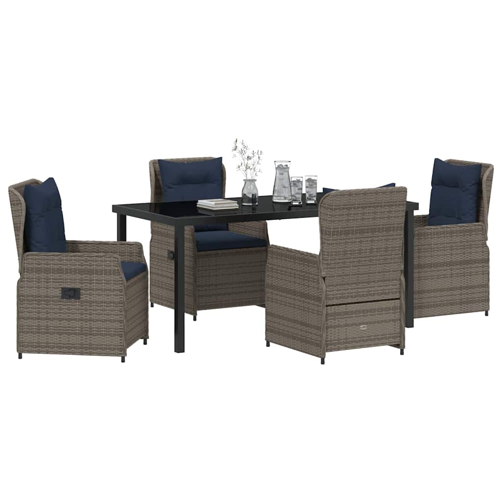 vidaXL 5-delige Tuinset Grijs Poly Rattan