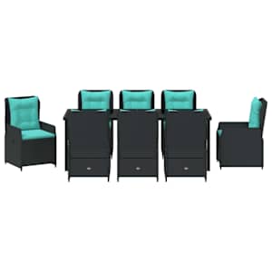 Zahradní jídelní souprava 9 pcs Černá Poly ratan - obrázek 6
