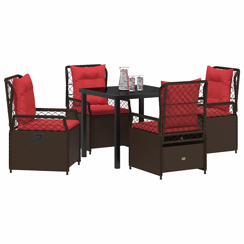 vidaXL Tuin Eetset 5 pcs Bruin poly rattan