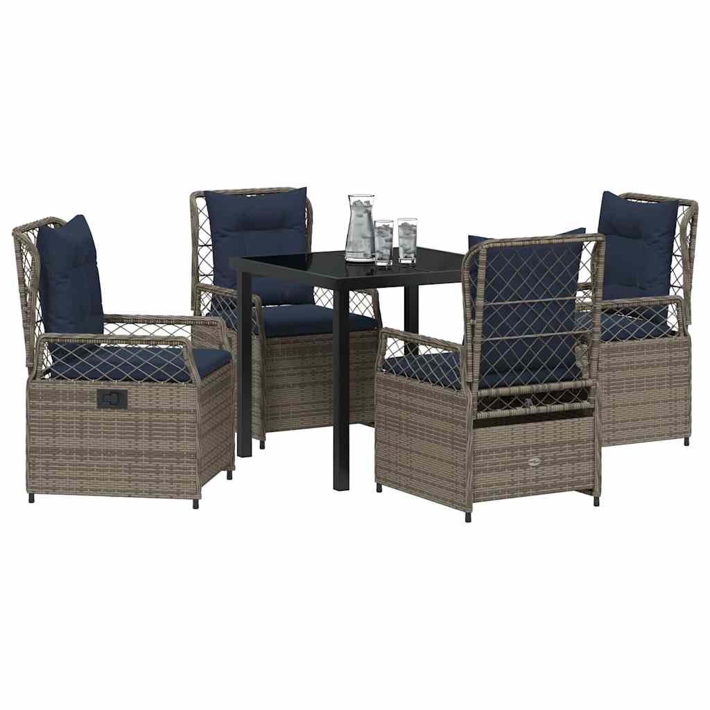 vidaXL Tuin Eetset 5 pcs Grijs poly rattan