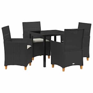Zahradní jídelní souprava 5 pcs Černá polyratan - obrázek 2